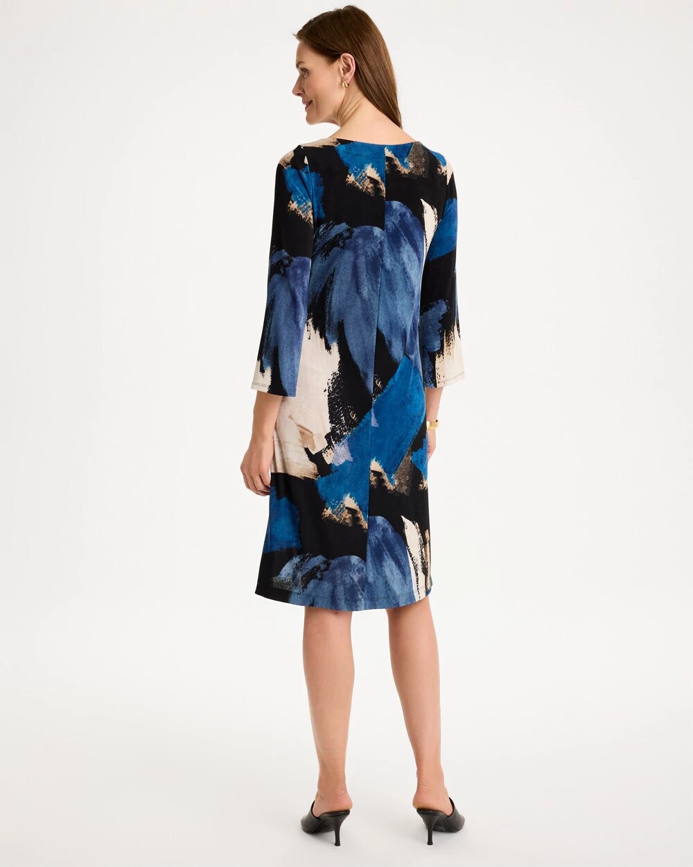 Travelers Printed 3/4 Bell Sleeve Dress