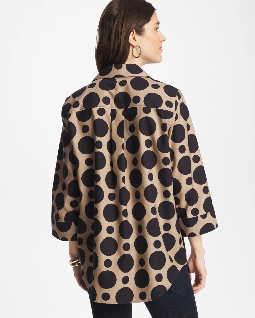 No Iron Stretch Global Dots Popover Tunic