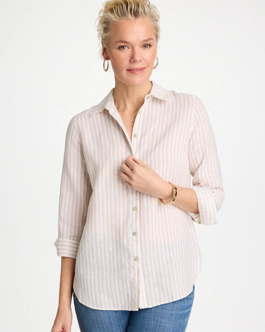 No Iron Striped Linen Shirt