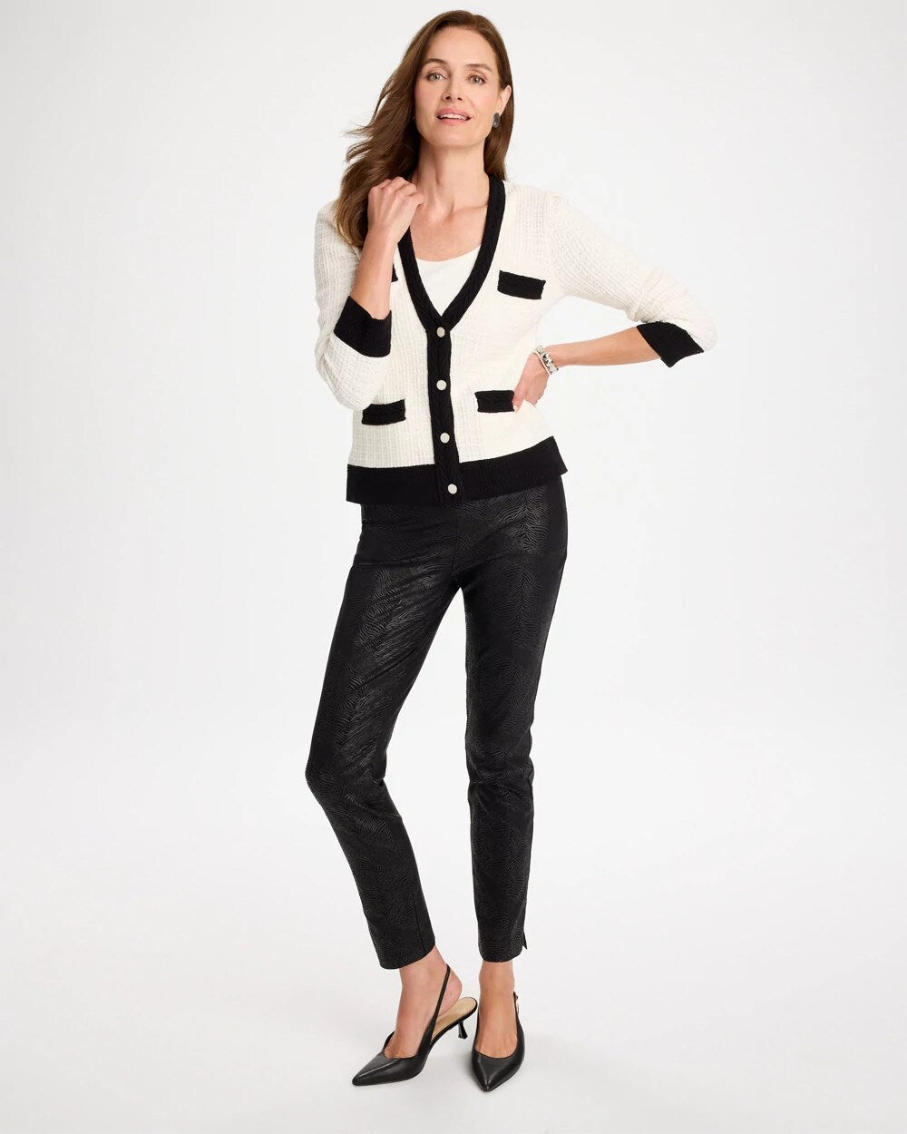 Tweed Braided V-Neck Cardigan