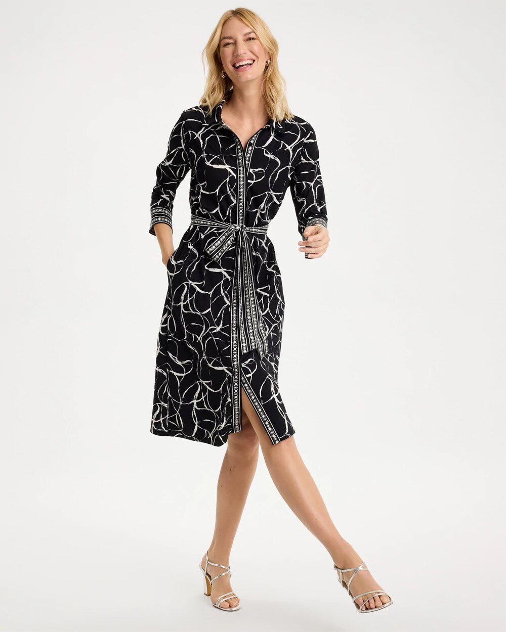 Ponte Printed Shirtdress