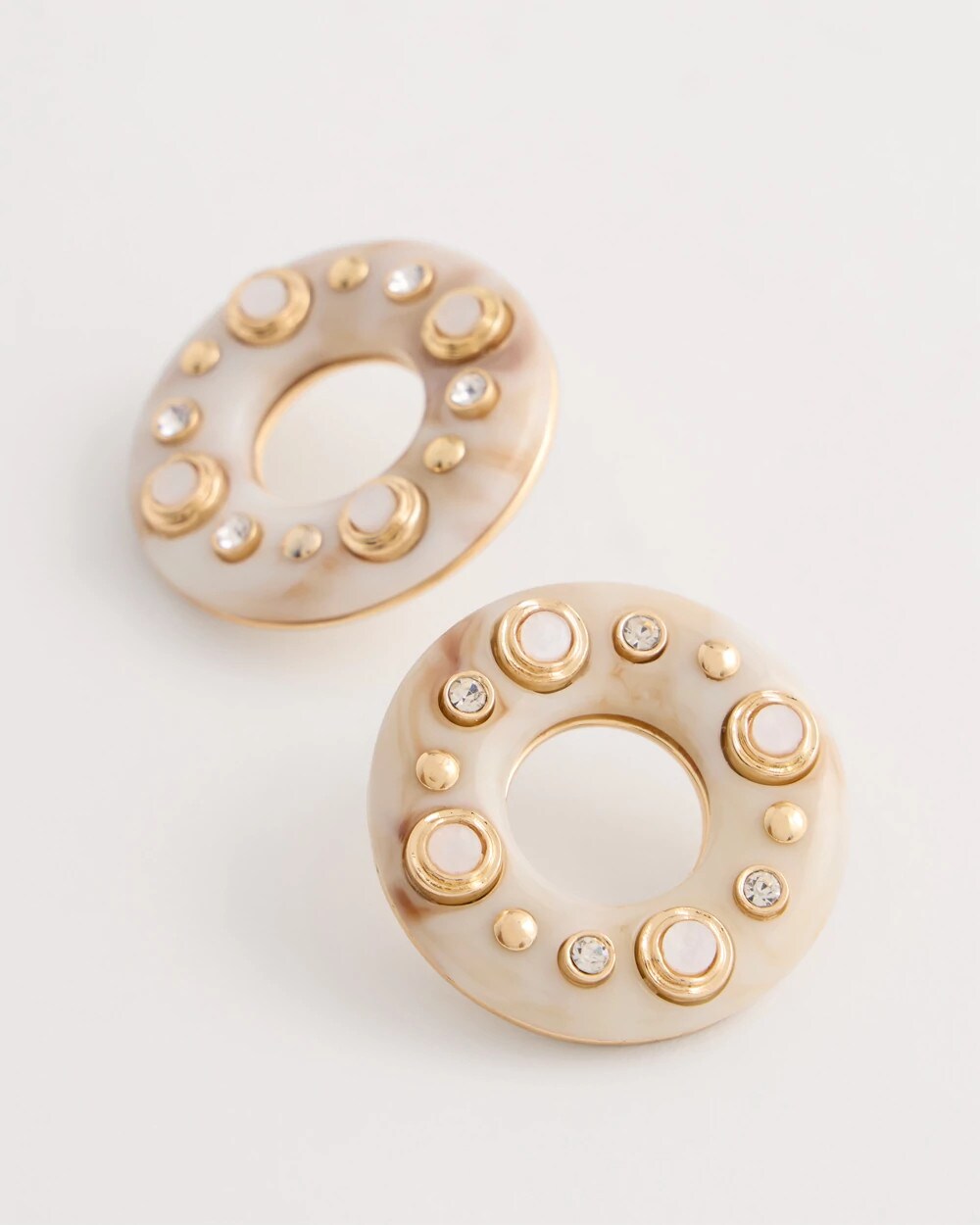 Embellished Neutral Stud Earrings