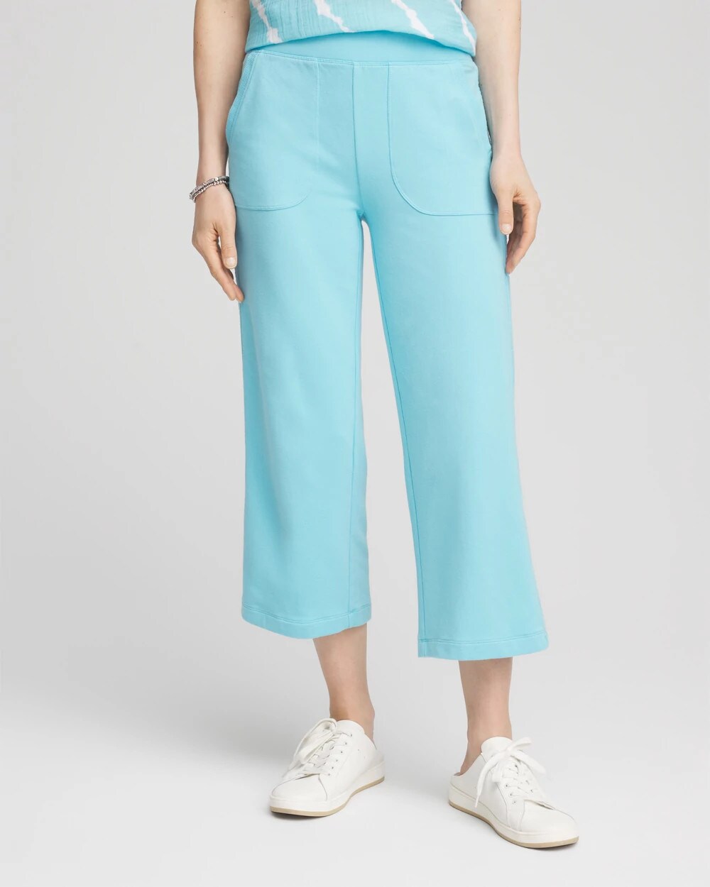 Zenergy French Terry Gauze-Inset Cropped Pants