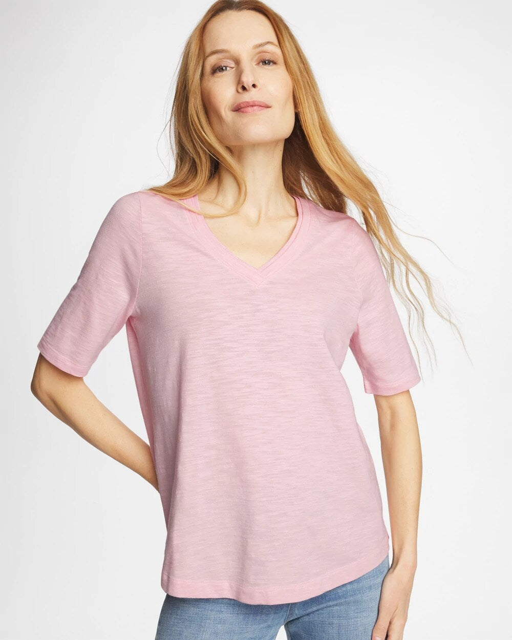 Cotton Slub V-Neck Tee