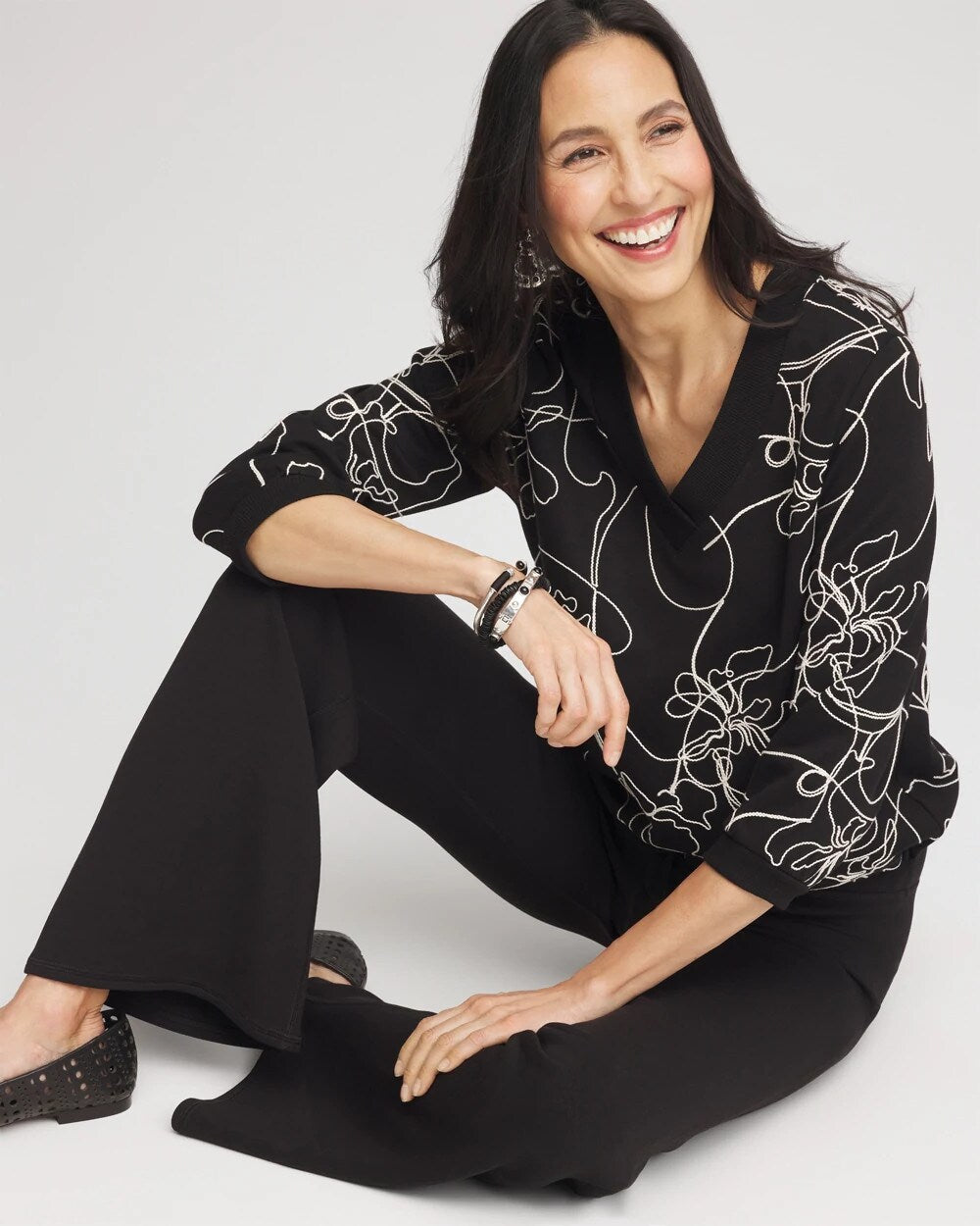 Zenergy Double-Knit Embroidered Top