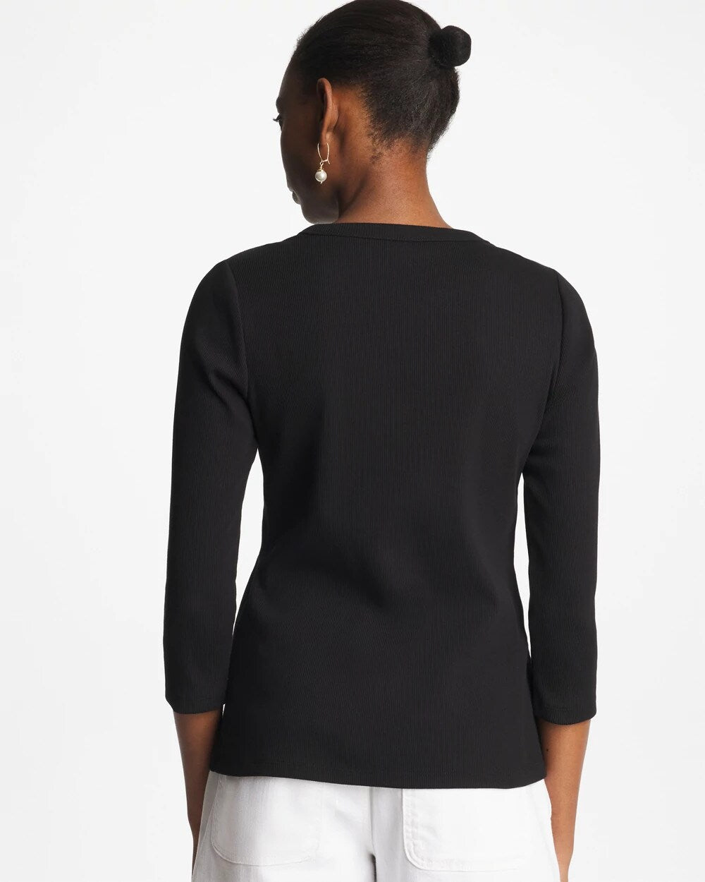 Ribbed Button Crewneck Tee