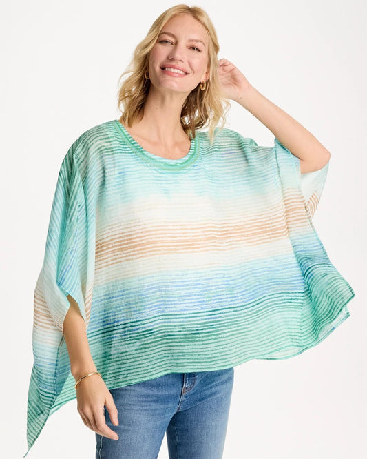 Ombre Coastal Printed Poncho