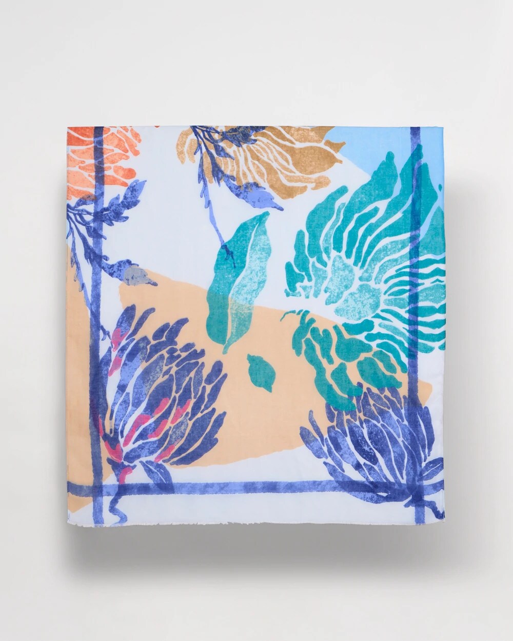 Coral Motif Oblong Scarf
