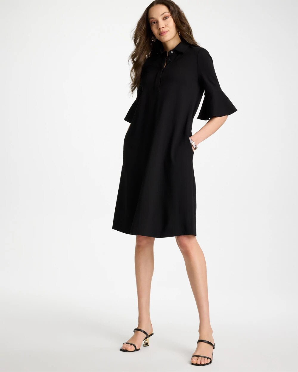 Knit Flounce Sleeve Dress