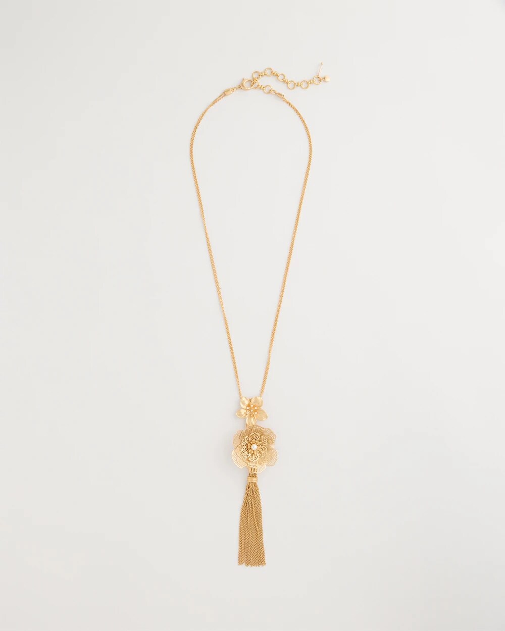 Filigree Flower Tassel Necklace