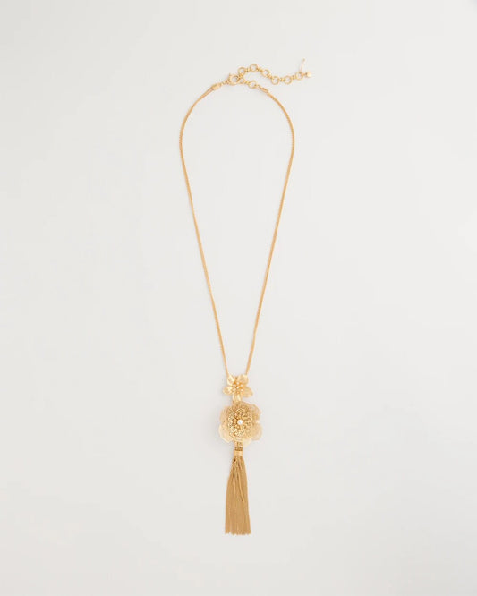 Filigree Flower Tassel Necklace
