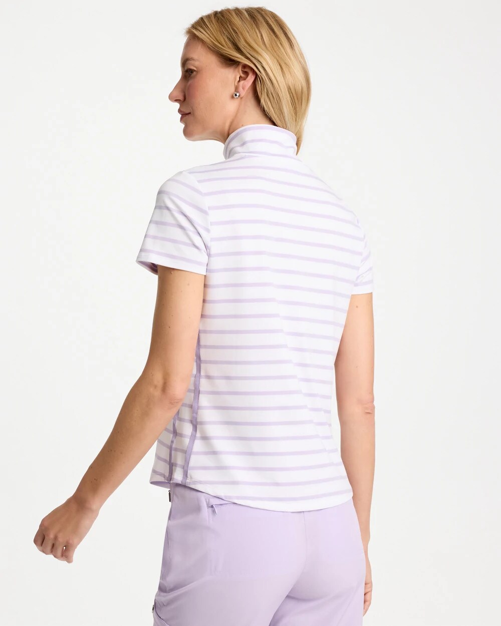 Zenergy UPF Striped Half Zip Polo