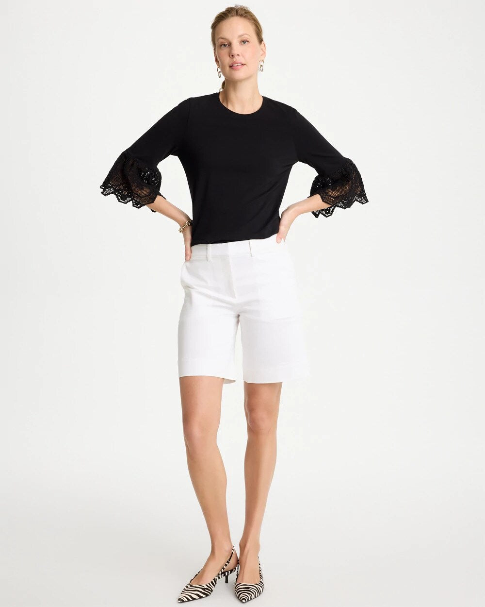Cotton Lace Flutter Sleeve Tee