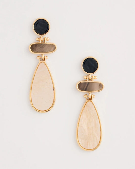 Two-Tone Neutral Drop Earrings