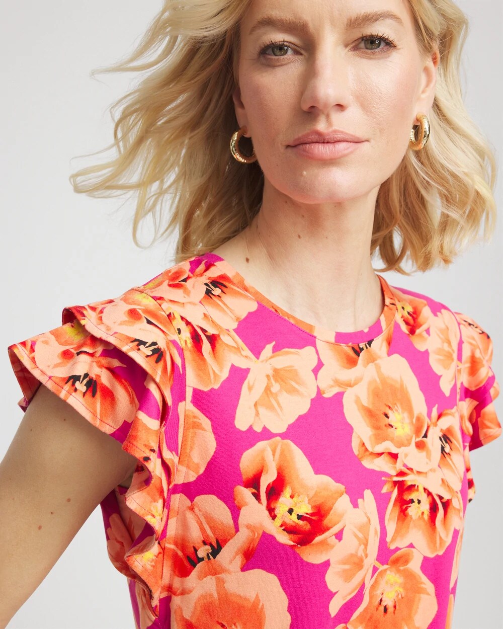 Touch of Cool Tropical Flutter Sleeve Tee