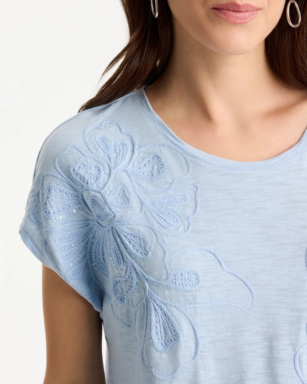 Cotton Slub Embroidered Wedge Tee