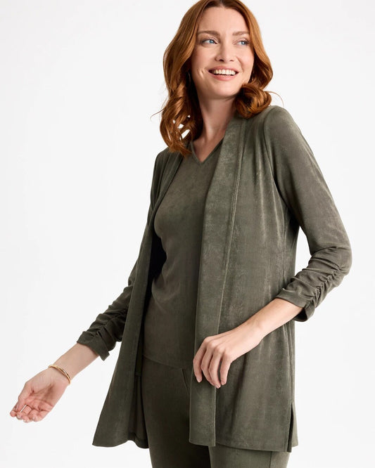 Travelers Collection Ruched Elbow Sleeve Jacket