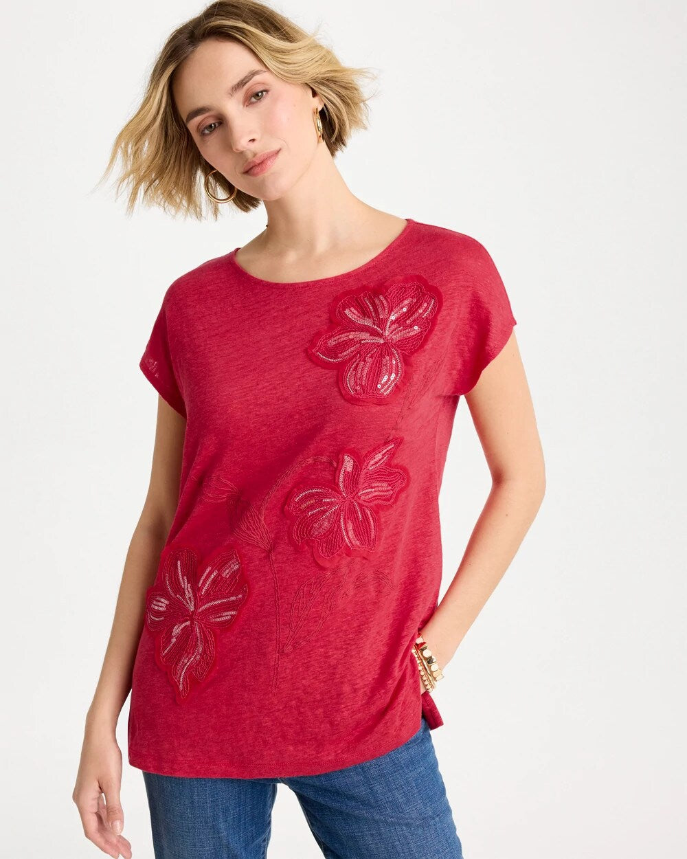 Linen Embellished Sequin Tunic