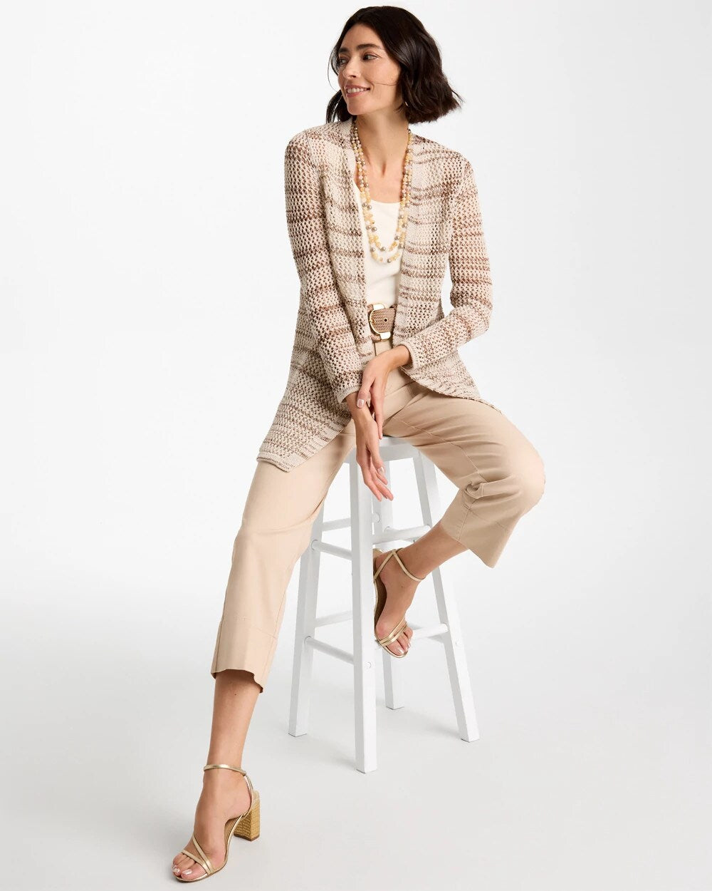 Pointelle Metallic Cardigan