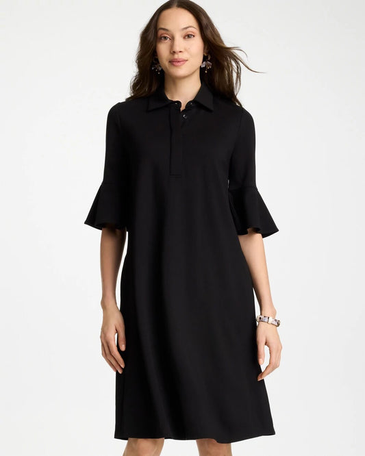 Knit Flounce Sleeve Dress