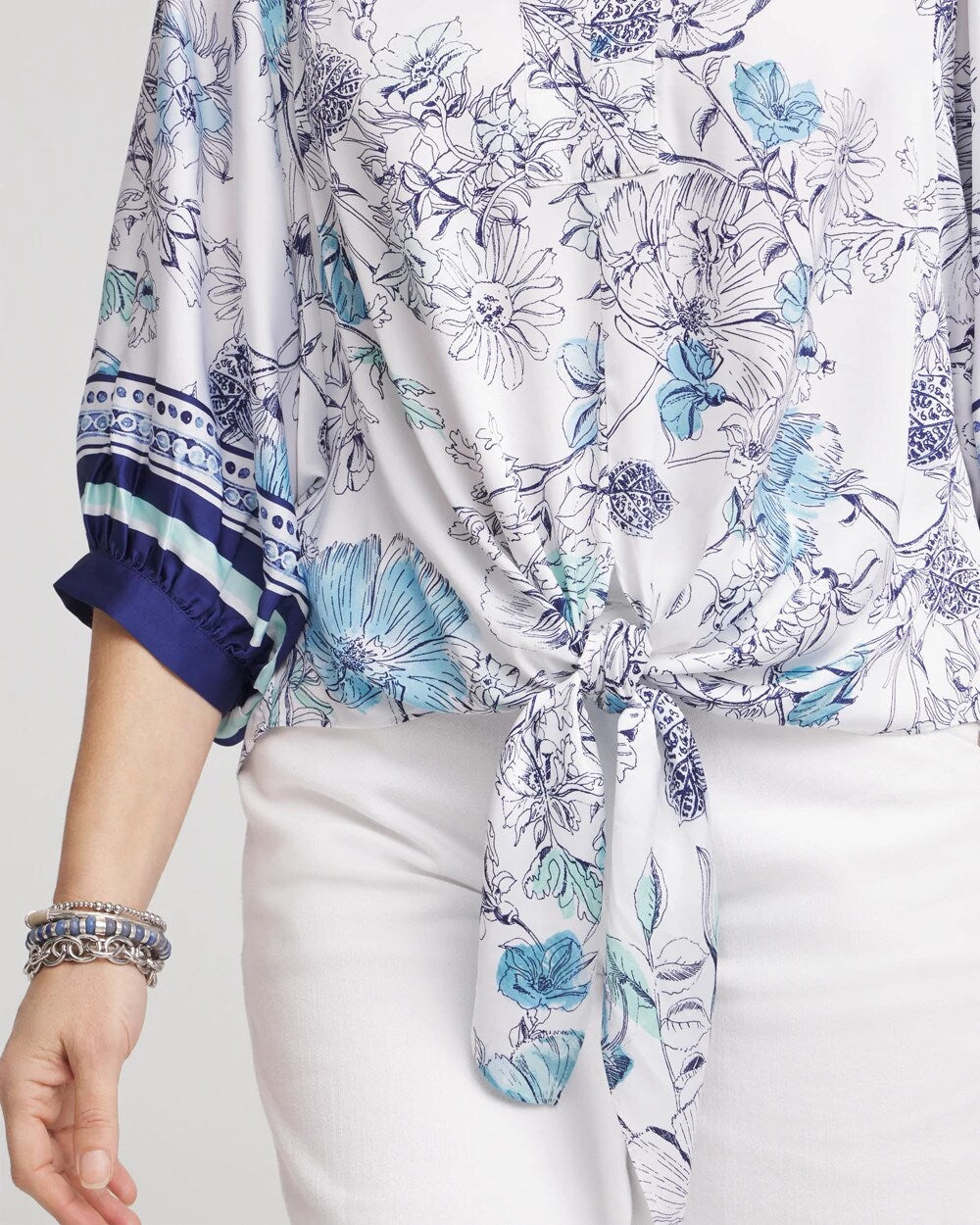 Wildflower Tie-Front Batwing Blouse