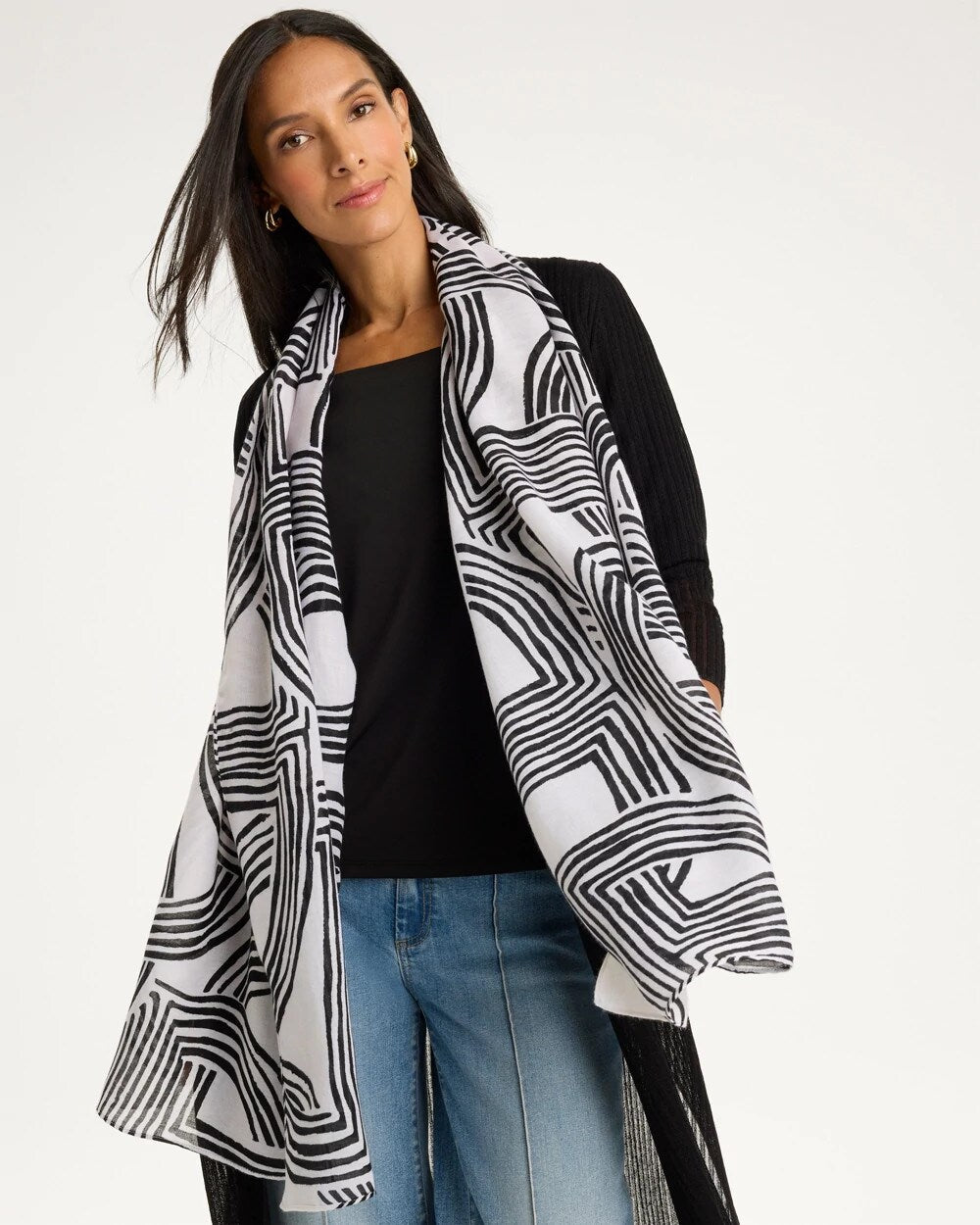 Geo Printed Oblong Scarf