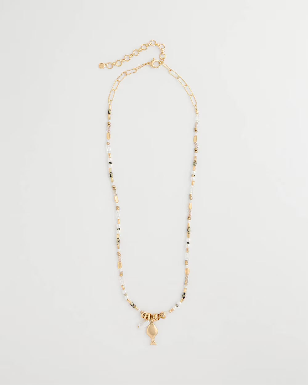 Coral Jade Stone Charm Necklace
