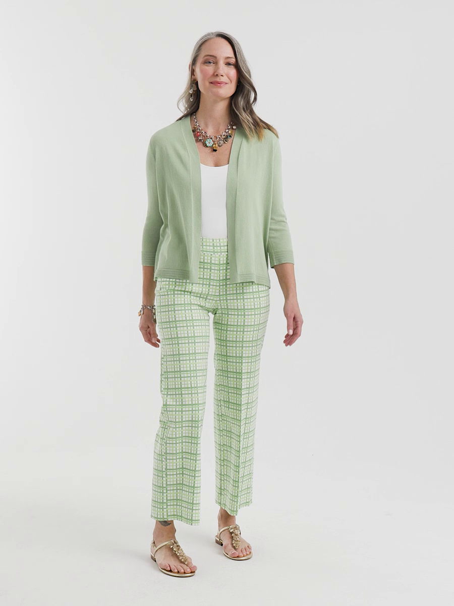 Brigitte Wide Leg Plaid Cropped Pants
