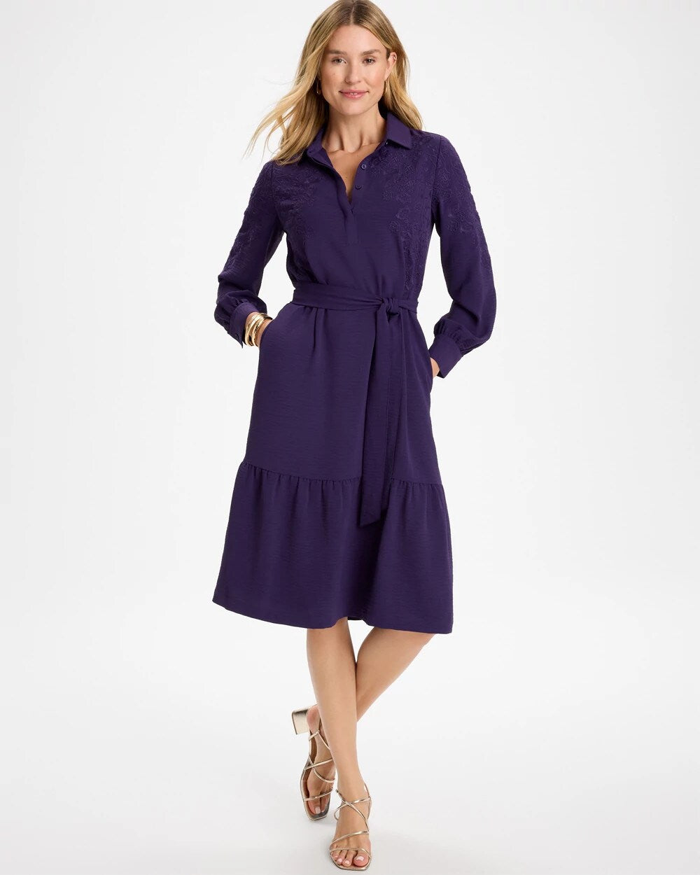 Lace Applique Knee Length Dress