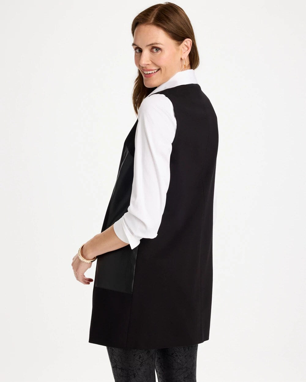 Faux Suede Ponte Long Vest