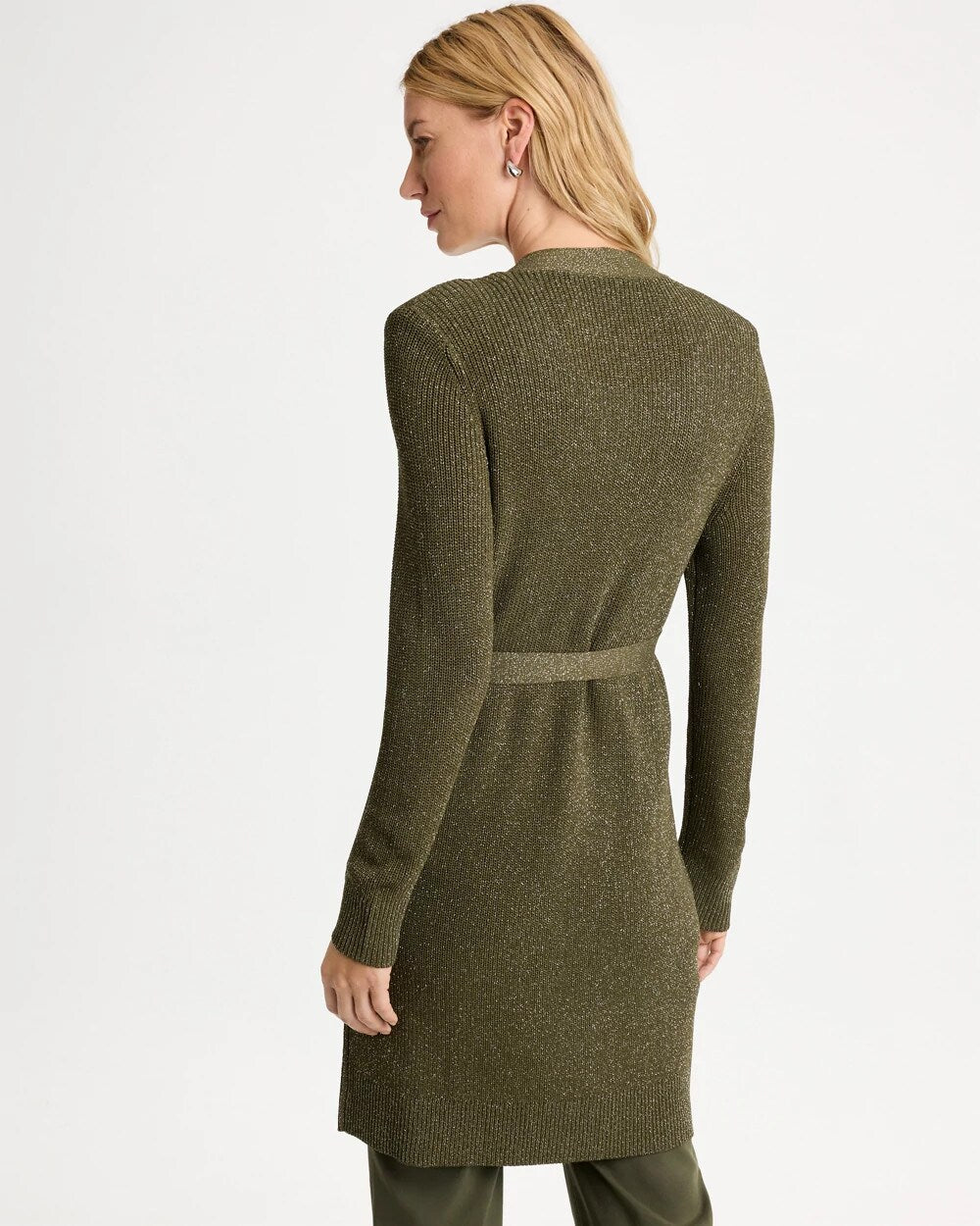 Belted Button-Front Sweater Coatigan