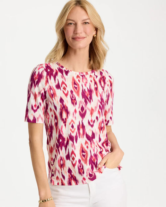 Printed Cotton Slub Scoop Neck Tee