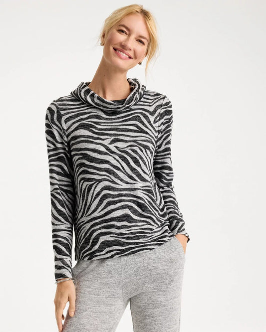 Zenergy Zebra Cowl Neck Top
