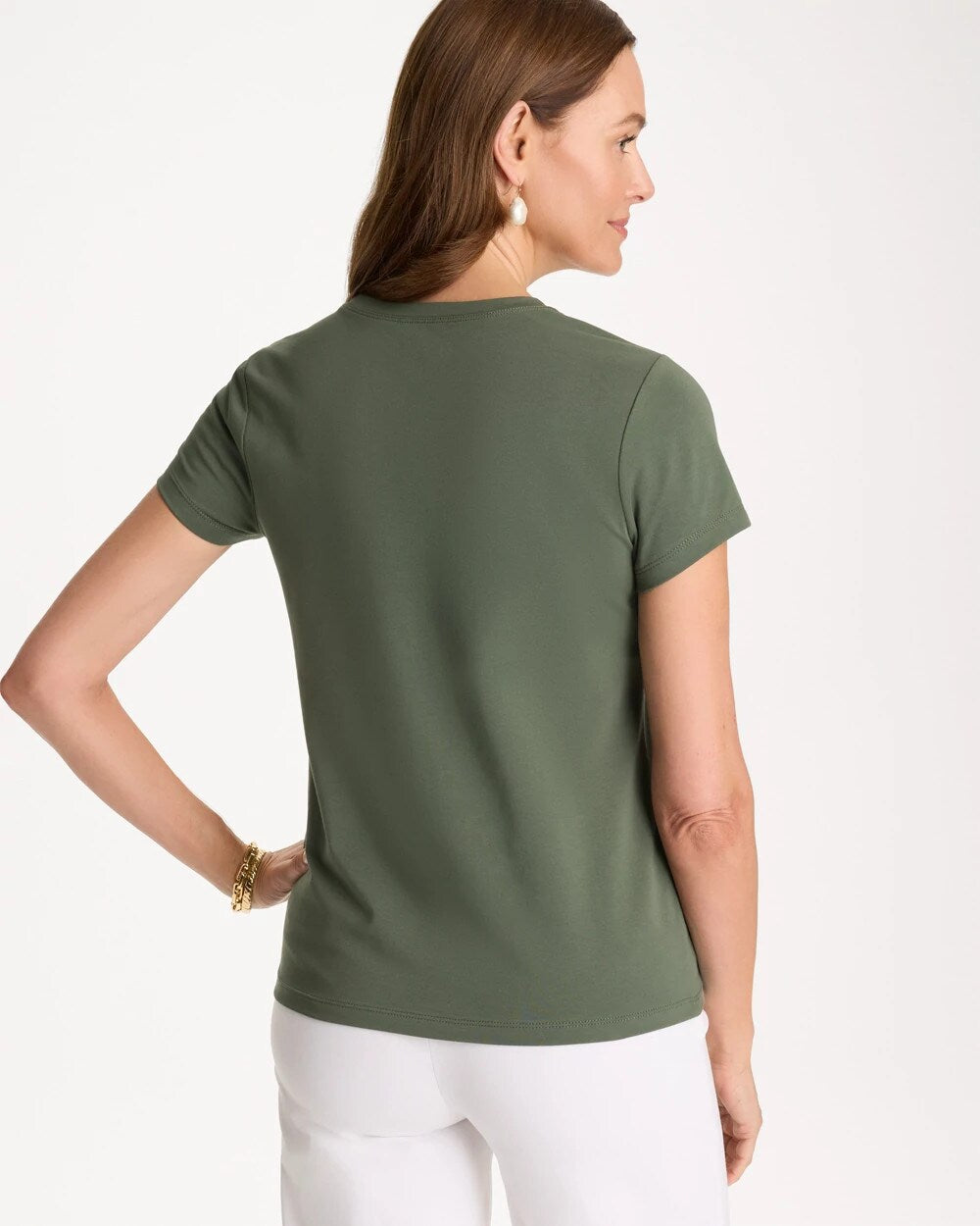 Embellished Cotton Stretch Cap-Sleeve Tee
