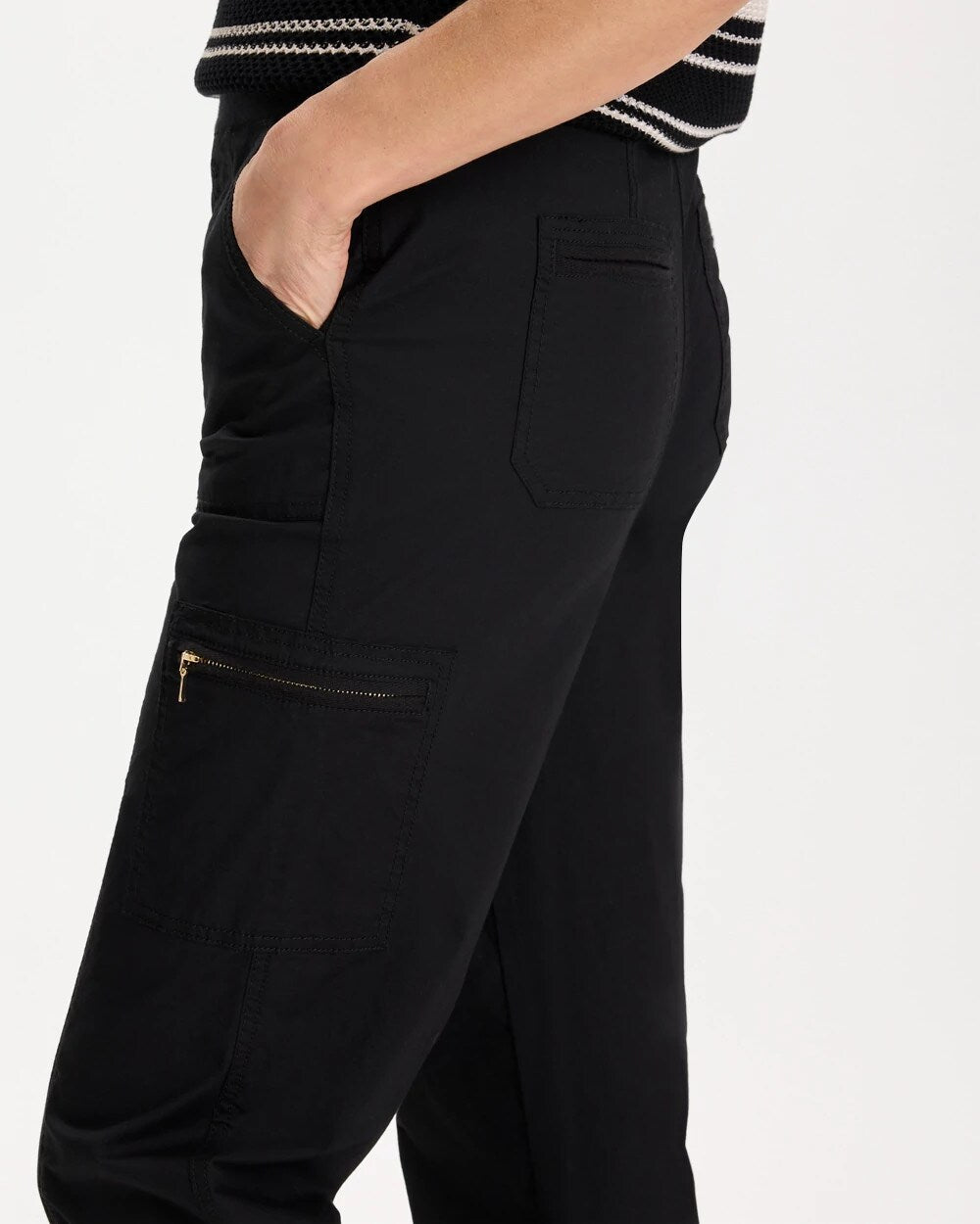 Poplin Cropped Roll Tab Pants