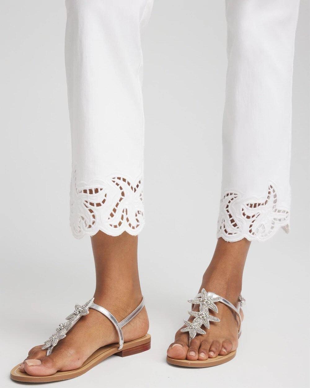 Brigitte Pull-On Cutwork Cropped Pants