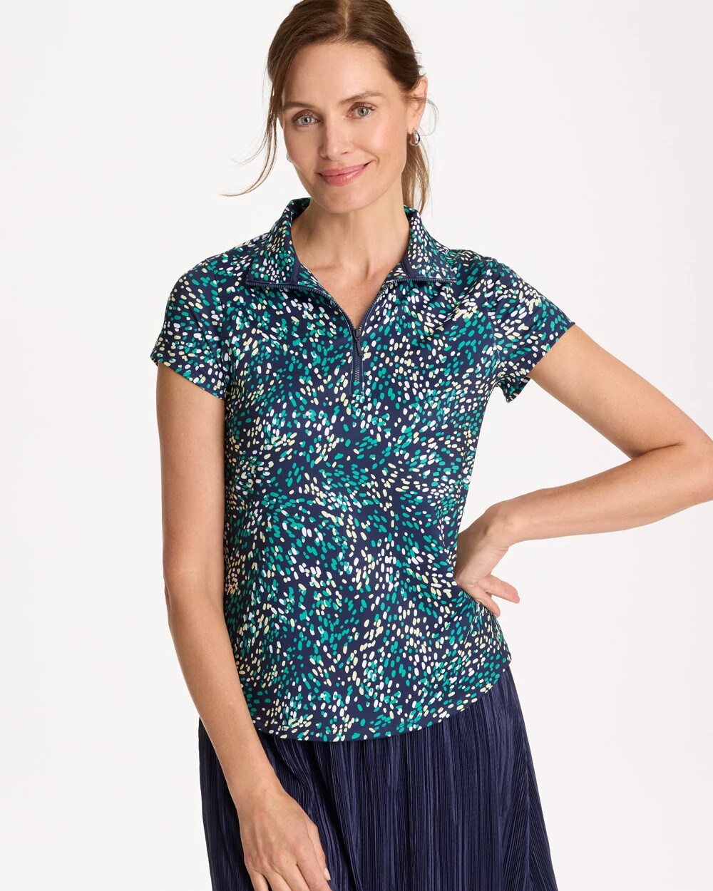Zenergy UPF Dots Half Zip Polo
