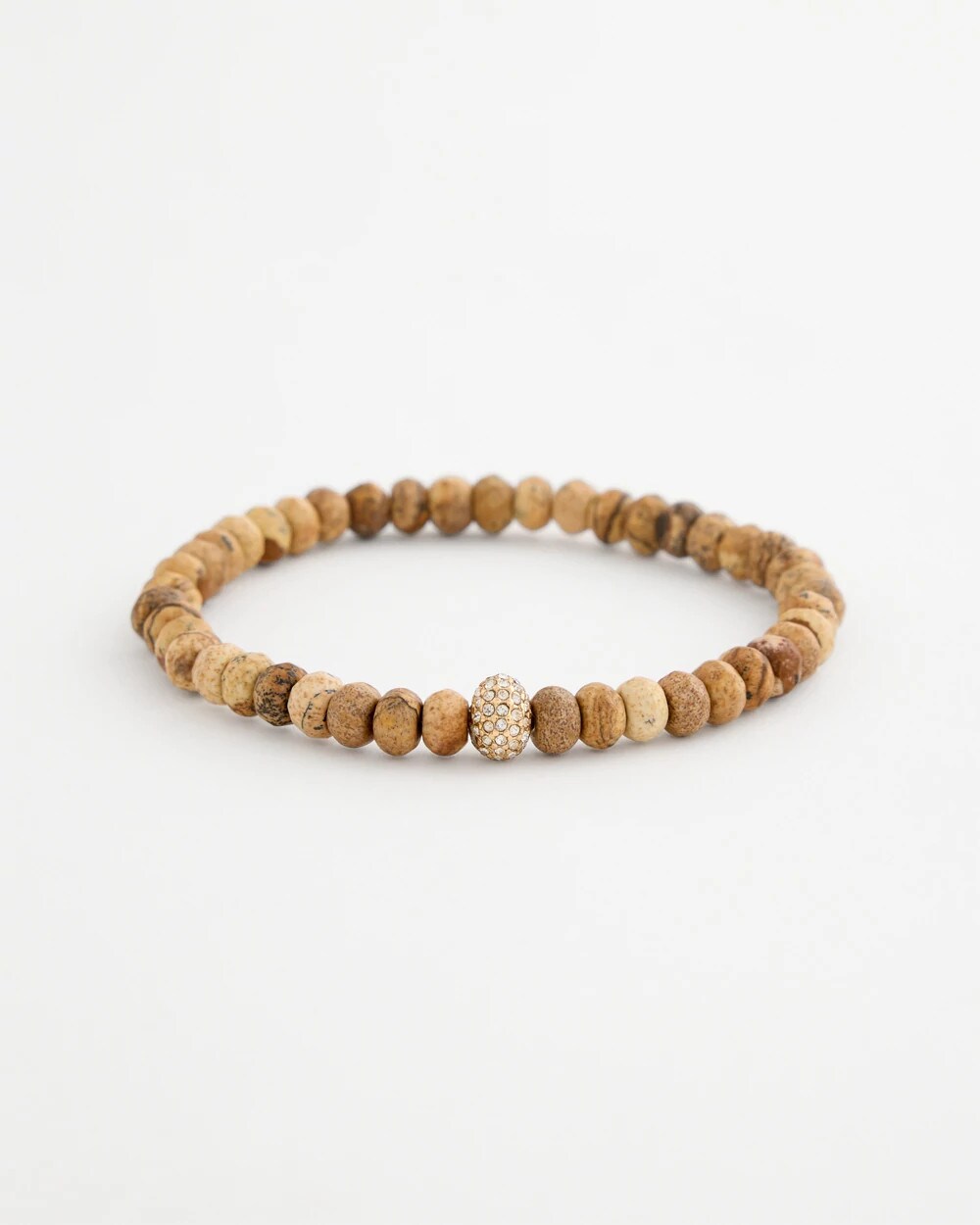 Genuine Jasper Stone Slice Pave Bracelet