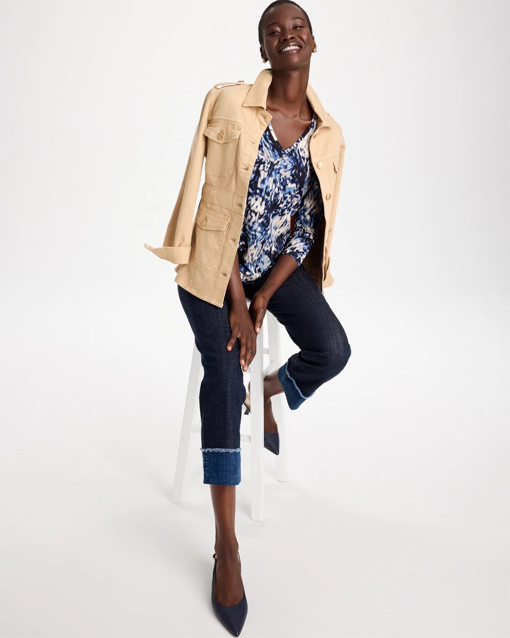 Swirled Touch of Cool V-Neck Layering Tee