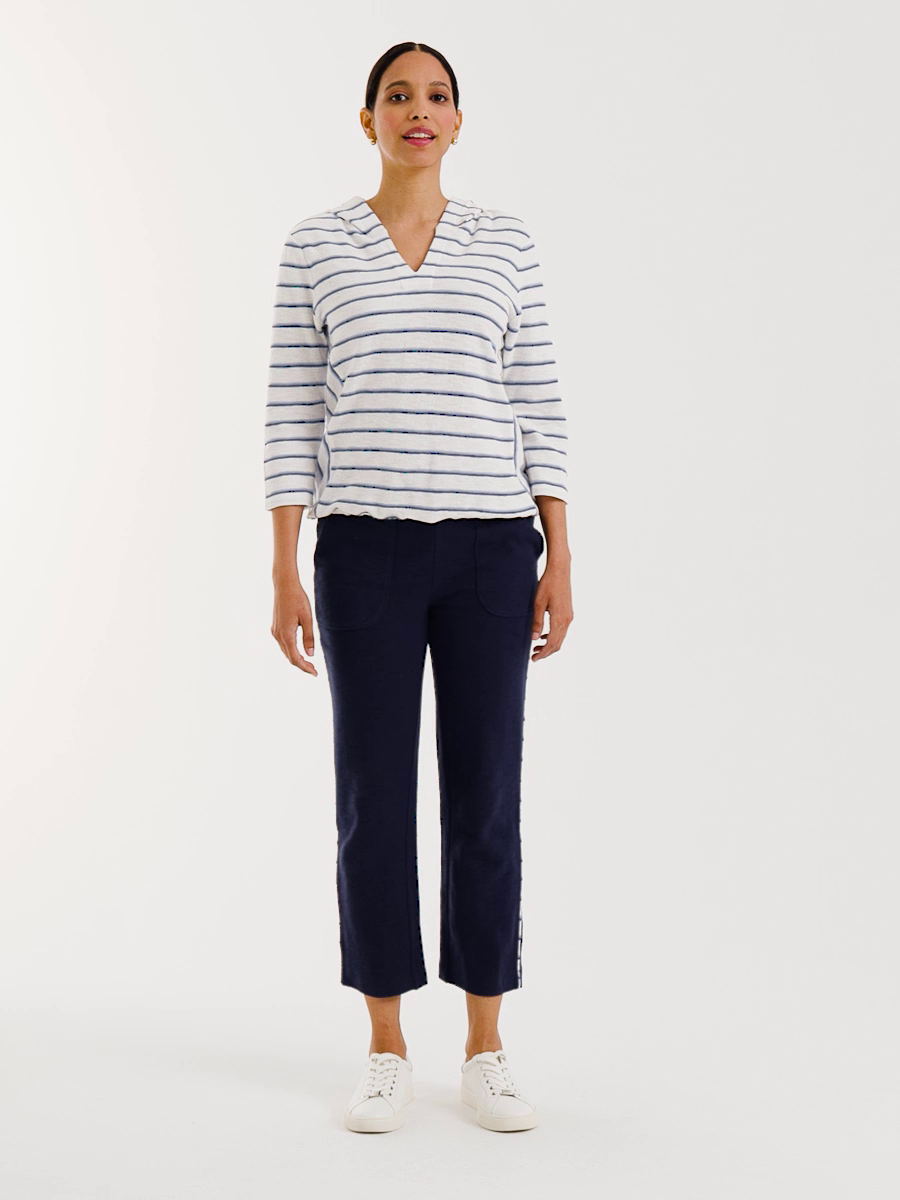 Zenergy Cotton Terry Striped Crop Pants