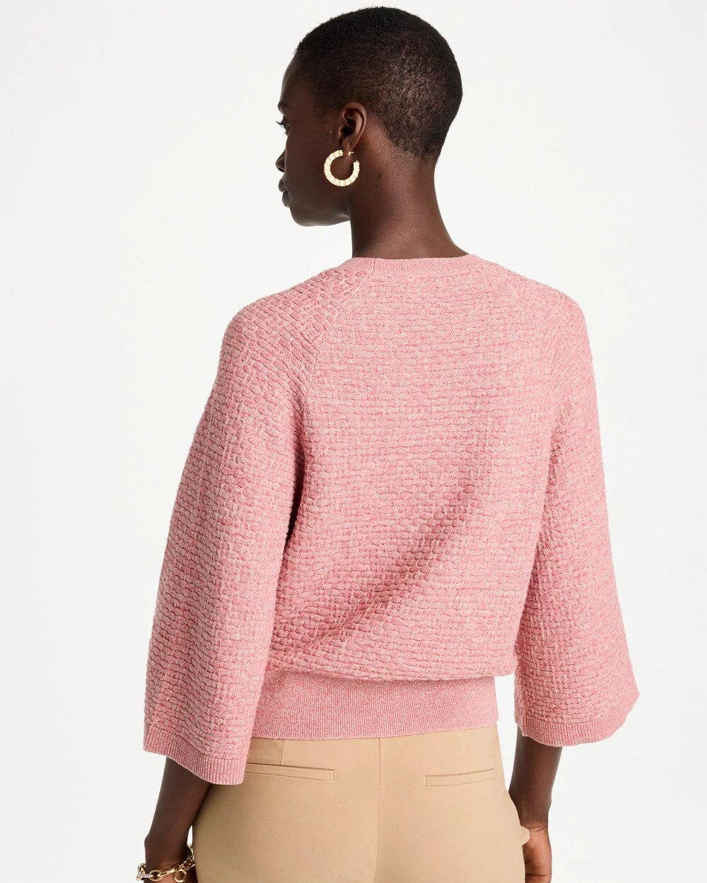 Cotton-Blend 3/4 Sleeve Pullover