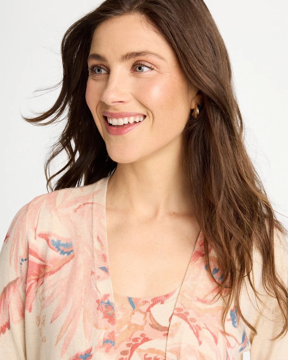 Ella Long-Sleeve Placed Print Cardigan