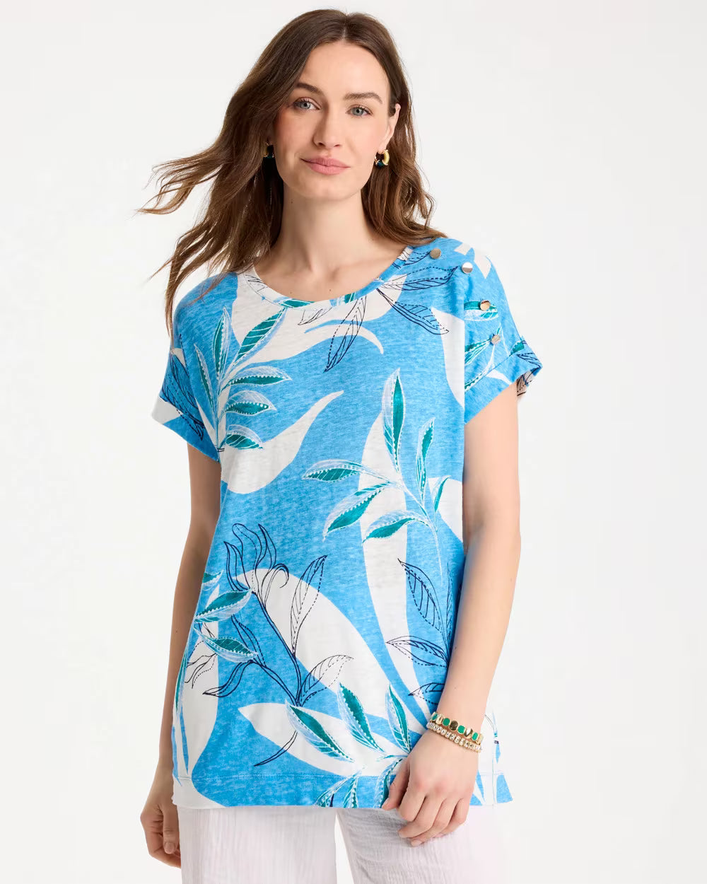 Printed Linen Button Tunic