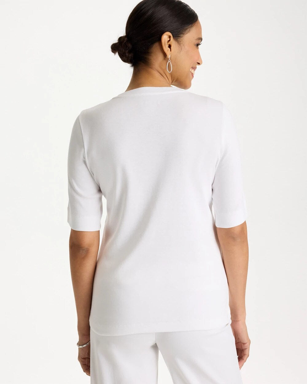 Palm Embellished Pima Elbow Sleeve Tee