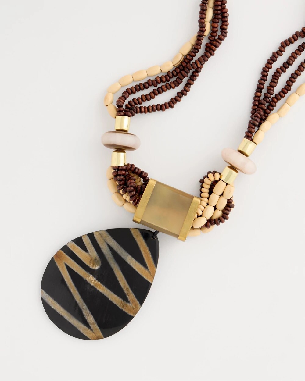 Chico's Originals Genuine Horn Striped Pendant Necklace