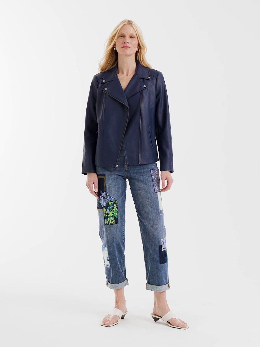 Boyfriend Patchwork Cropped Jeans