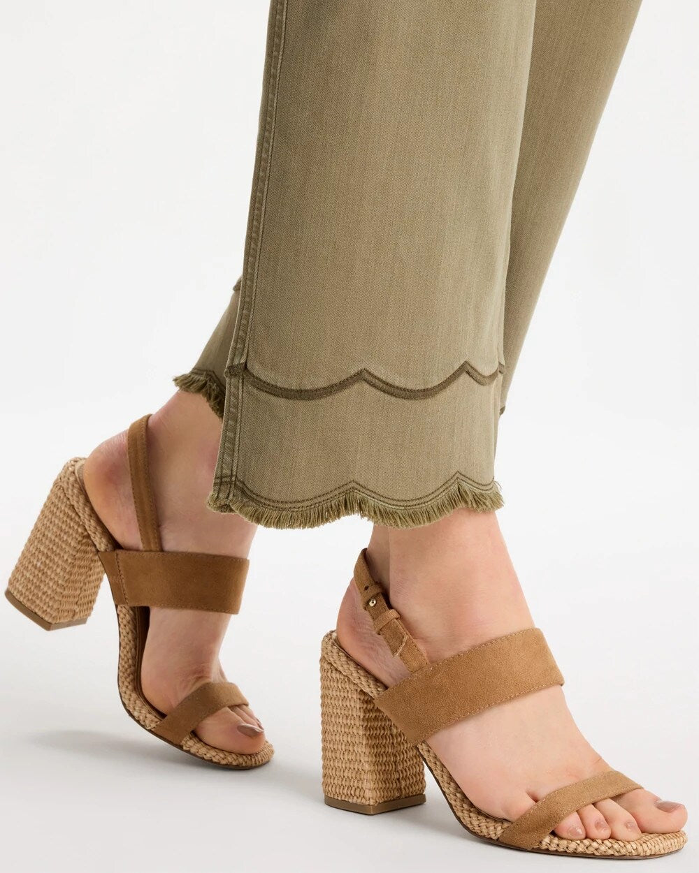 Scallop Pull-On Wide-Leg Crop Jeans