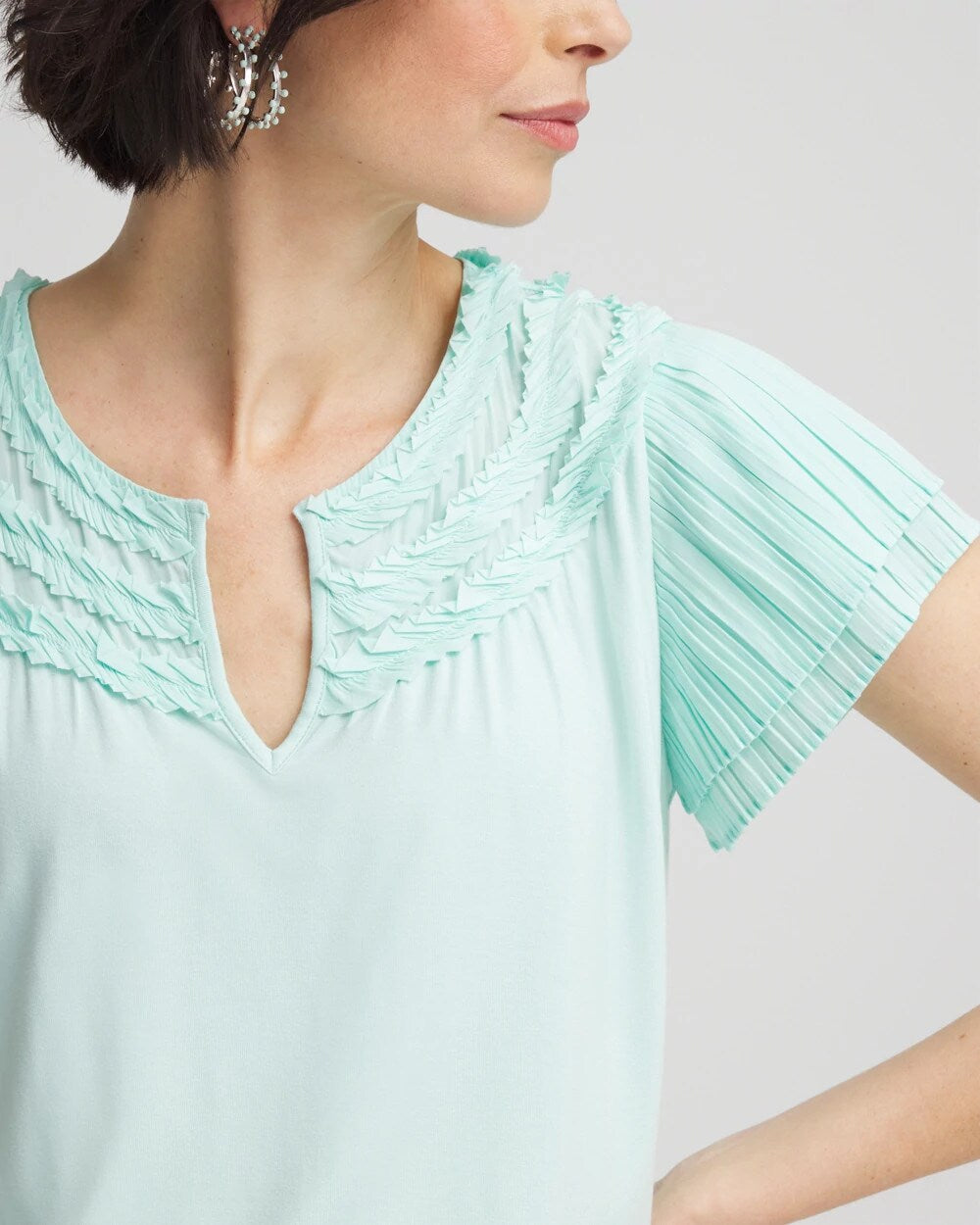 Touch of Cool Layered Pleated Flutter Tee