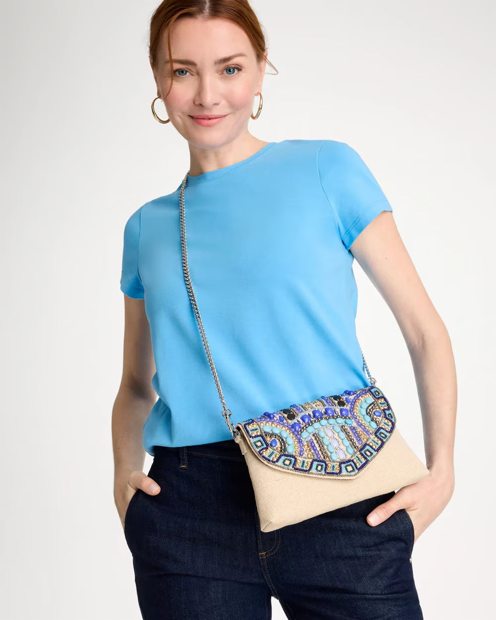 Beaded Canvas Clutch