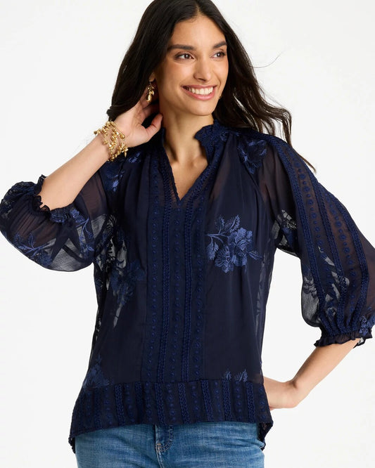 Embellished Splitneck Blouse